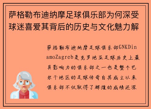 萨格勒布迪纳摩足球俱乐部为何深受球迷喜爱其背后的历史与文化魅力解析