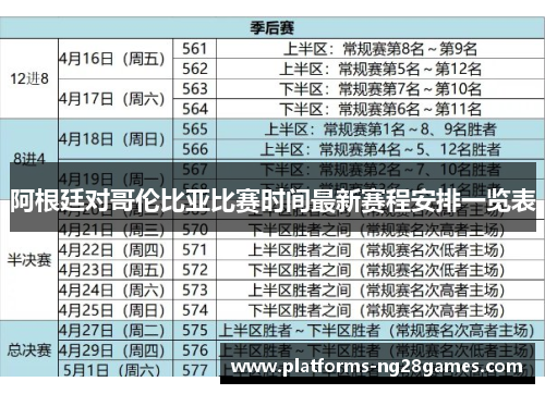 阿根廷对哥伦比亚比赛时间最新赛程安排一览表